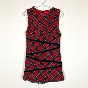 The Children's Place Girl's Sleeveless Red & Black Plaid Jumper Dress Size 4